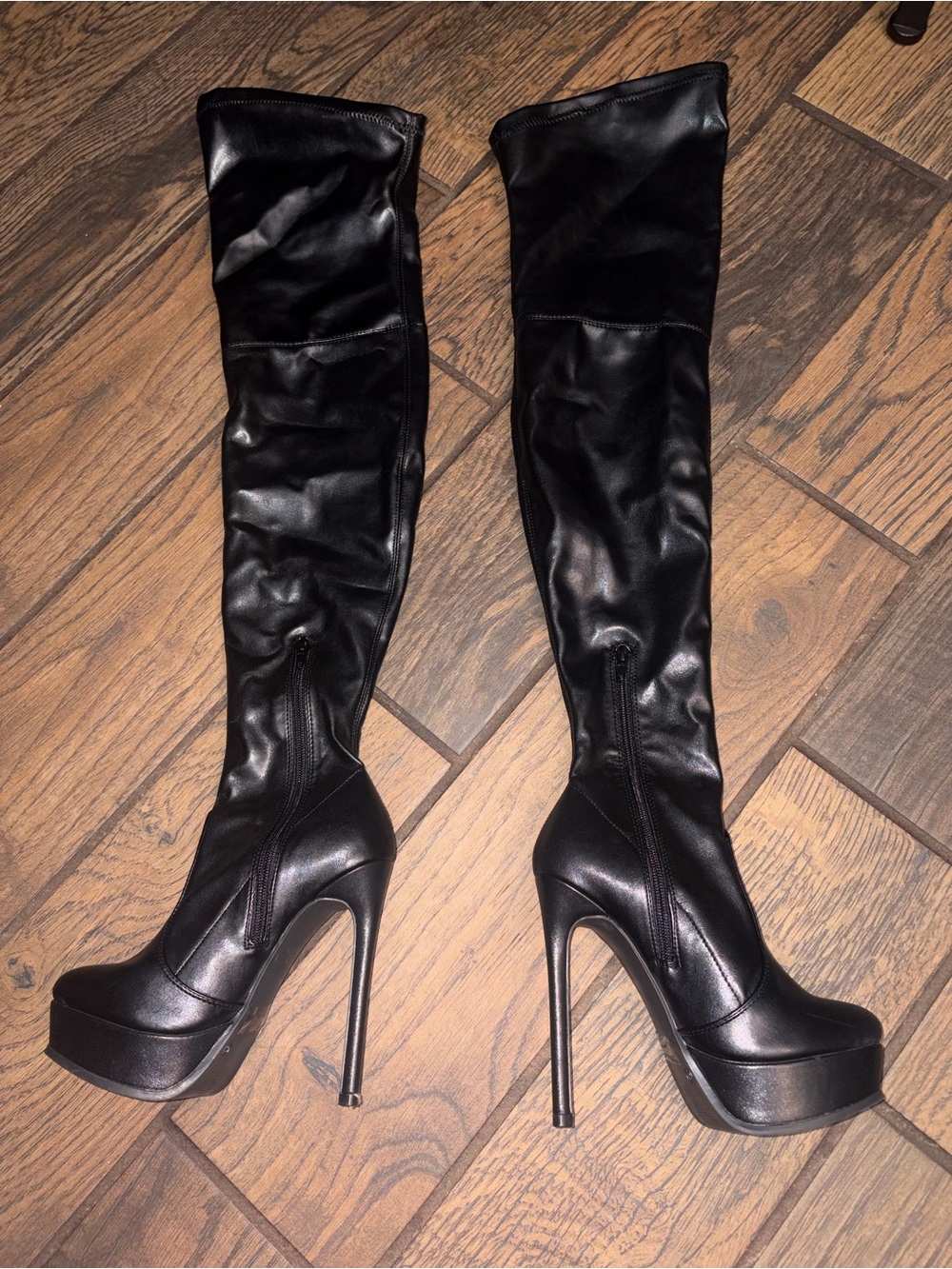 Fashion Nova Envious Much Faux Leather Heeled Boots
